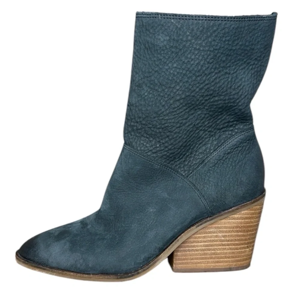Lucky Brand Black Leather Sarey Mid-Height Bootie Womens Size 8